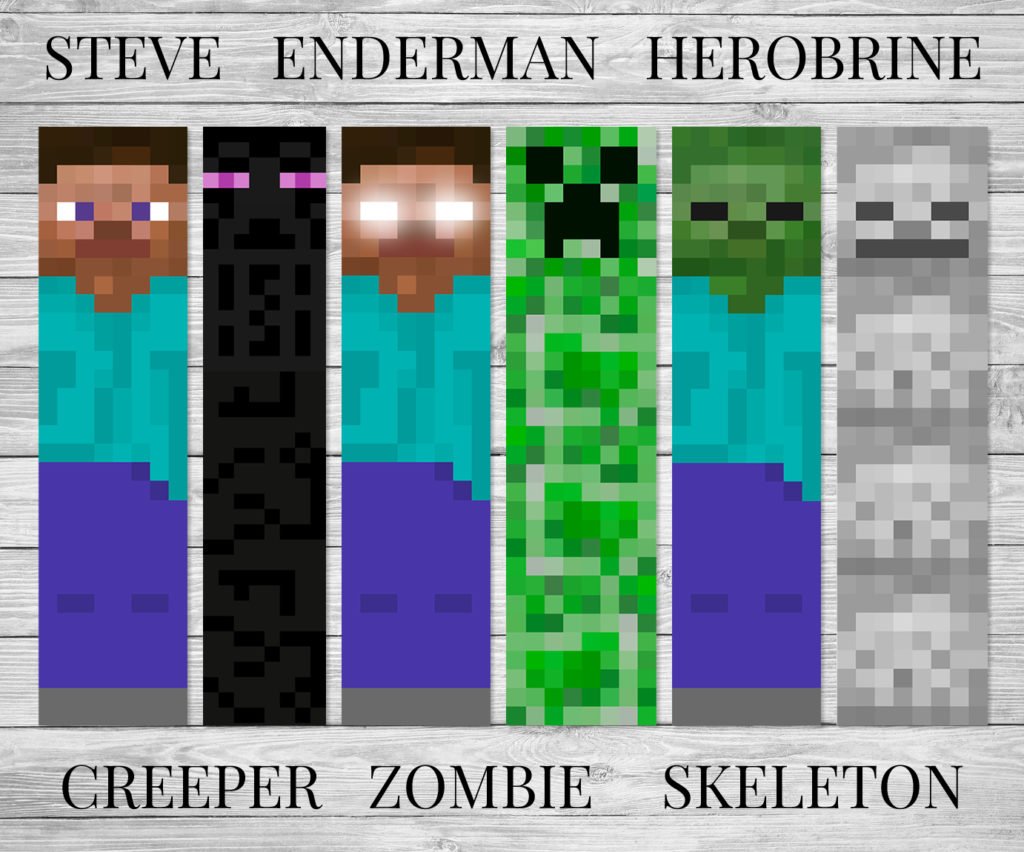 Printable Minecraft Bookmarks Minecraft Party Supplies