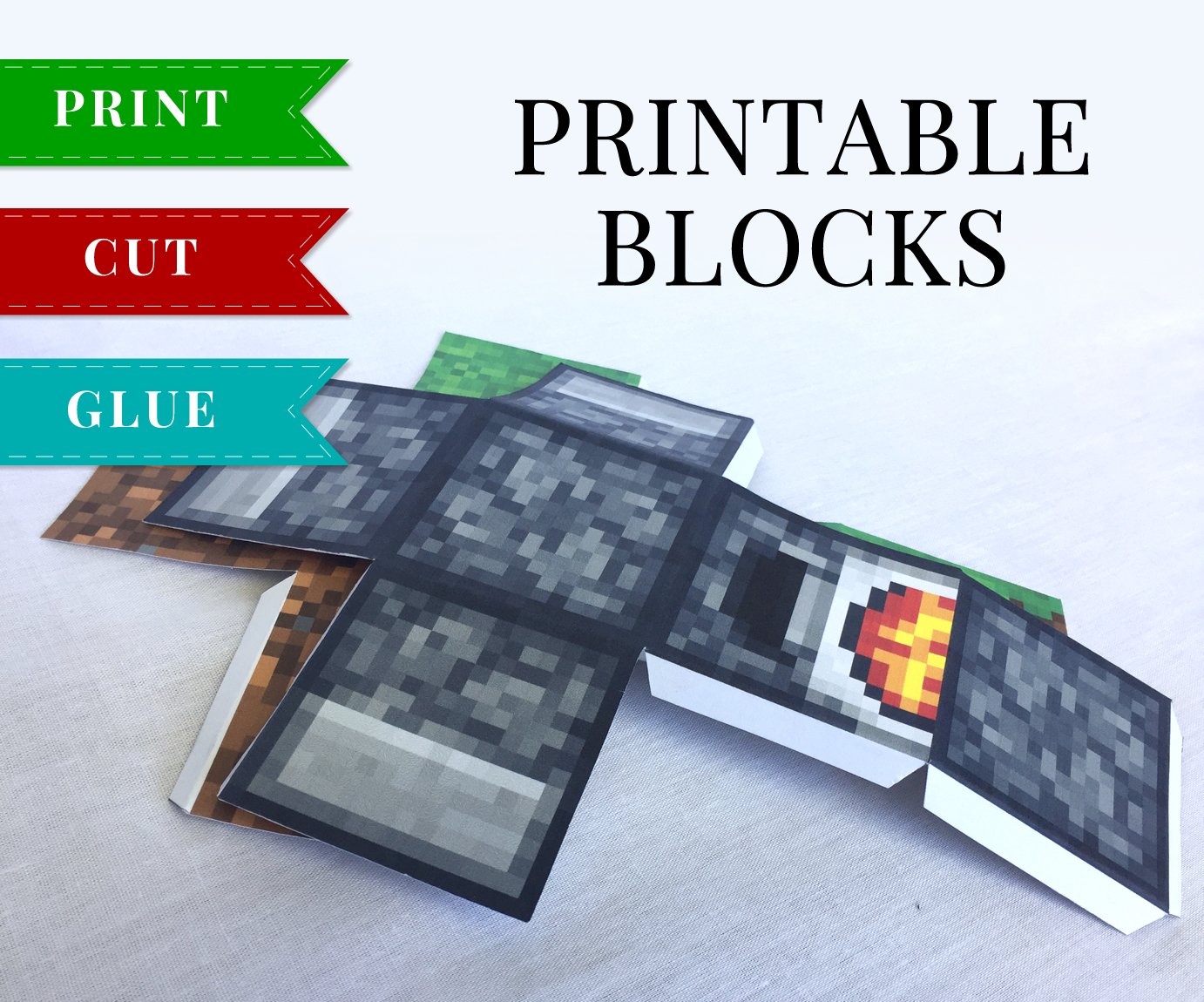 Minecraft Printable Papercraft Ore Blocks - SET 5 - Minecraft Birthday  Party Supplies