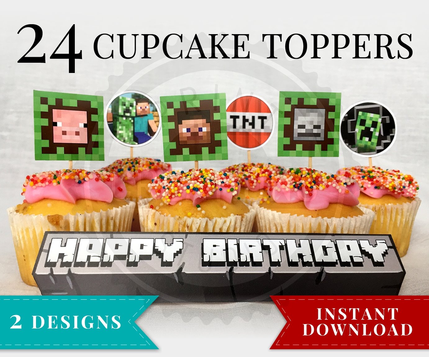 Printable Minecraft Cupcake Toppers Minecraft Birthday Party Supplies