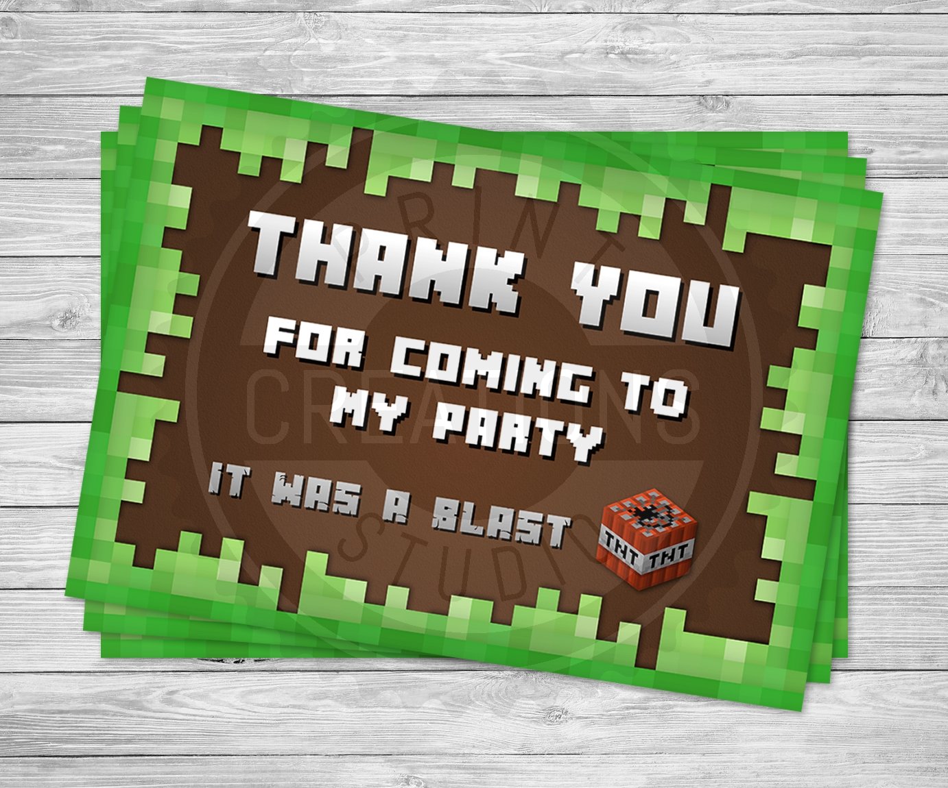 Minecraft Thank You Cards Printable Free