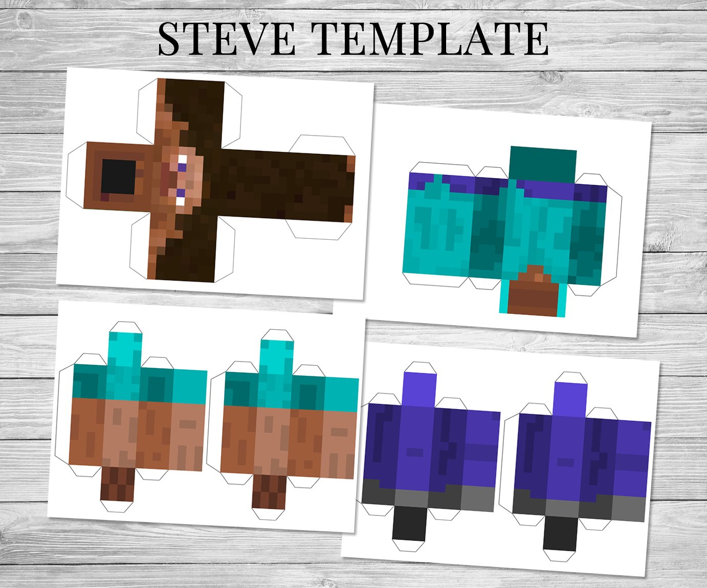 Minecraft Printable Steve Creeper Minecraft Birthday Party Supplies