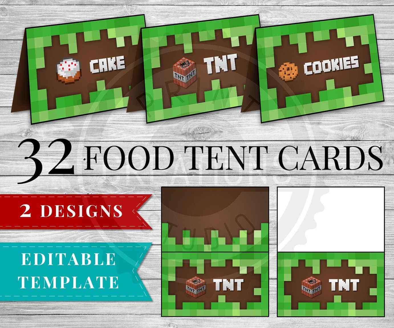 printable minecraft food tent cards minecraft birthday party supplies